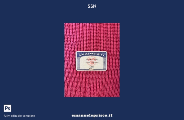 modello FRONTALE con sfondo in tessuto rosa photolook USA SSN stile verificato